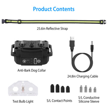 Dog Bark Collar Rechargeable Waterproof Beep Vibration Static Stimulation Bark Stopper Automatic Identification Collar With 6 Intensity Dual Modes