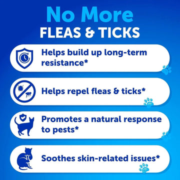 Flea Treatment For Cats Natural Flea And Tick Prevention Supplement For Cats Kittens Chewable Daily Oral Pills With Vitamins 135 Soft Chews Skin & Coat Dental Treats Digestion CANNOT Be Sold On Amazon